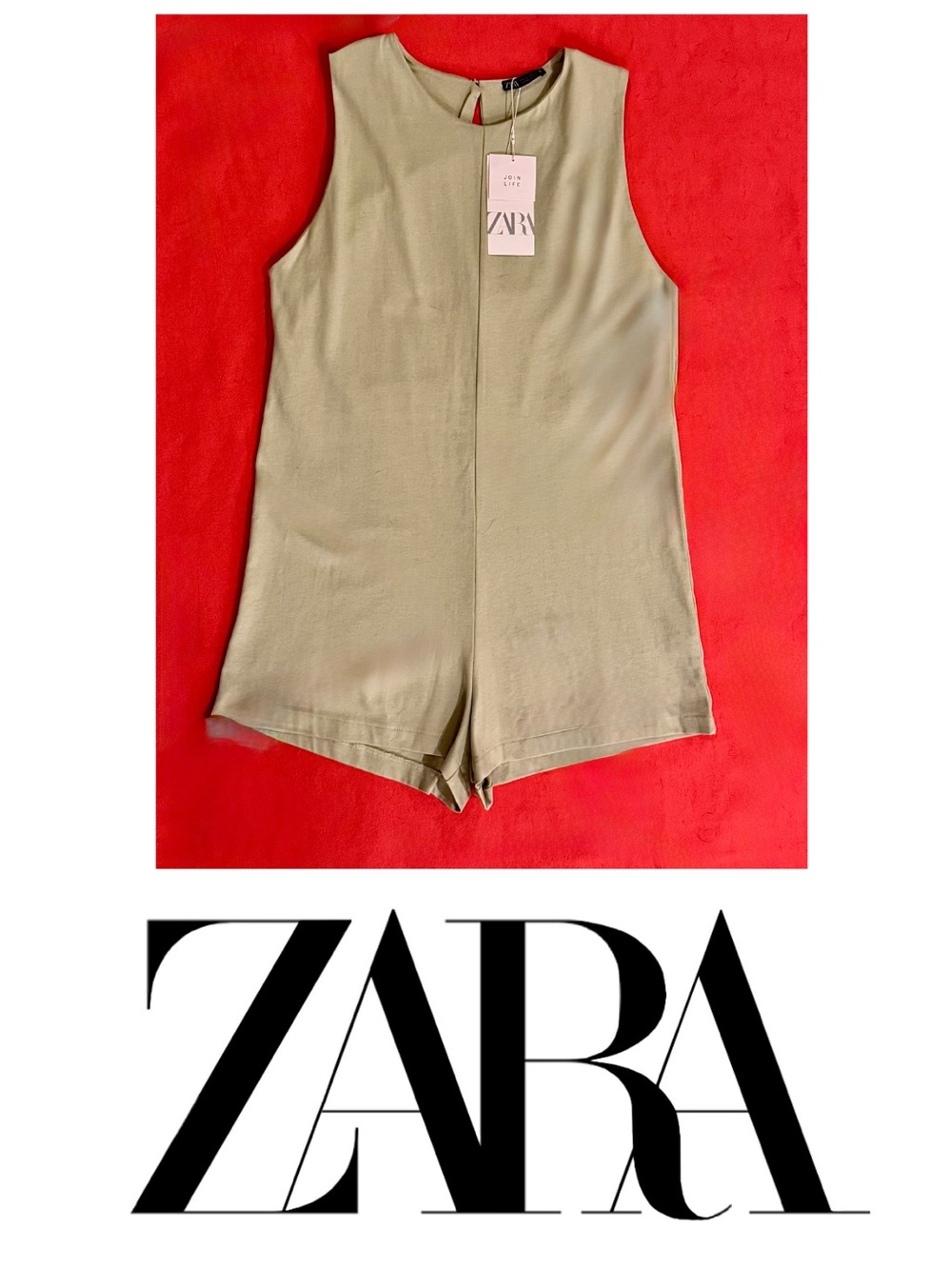 NWT ZARA Sage Green Sleeveless Romper/Jumpsuit